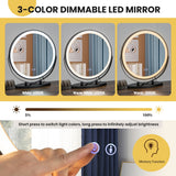 NNECW Dressing Table Stool Set with 3-Colour Lighted Makeup Mirror
