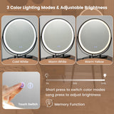 NNECW Dressing Table Stool Set with LED Makeup Mirror for Bedroom-Coffee