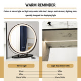 NNECW Dressing Table Stool Set with LED Makeup Mirror for Bedroom-White