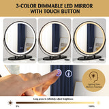 NNECW Dressing Table Stool Set with LED Makeup Mirror for Bedroom-White