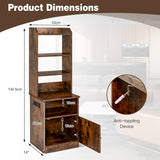 NNECW Multifunctional End Side Table with 6-Level Adjustable Shelves for Bedroom-Coffee