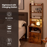 NNECW Multifunctional End Side Table with 6-Level Adjustable Shelves for Bedroom-Coffee