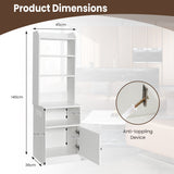 NNECW Multifunctional End Side Table with 6-Level Adjustable Shelves for Bedroom-White
