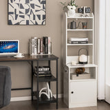 NNECW Multifunctional End Side Table with 6-Level Adjustable Shelves for Bedroom-White