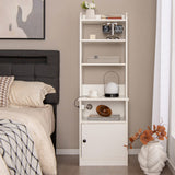 NNECW Multifunctional End Side Table with 6-Level Adjustable Shelves for Bedroom-White