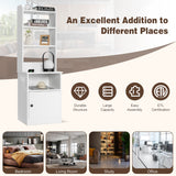NNECW Multifunctional End Side Table with 6-Level Adjustable Shelves for Bedroom-White