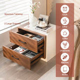 NNECW Modern Nightstand with 2 Storage Drawers for Bedroom