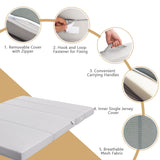 NNECW 4-Fold Folding Sleeping Mat Sofa Bed with Smooth Zipper for Single/King /Double/Queen-Queen