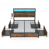 NNECW Queen Bed Frame with Smart LED Lights & Storage Headboard