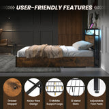NNECW Queen Bed Frame with Smart LED Lights & Storage Headboard