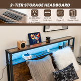 NNECW Queen Bed Frame with Smart LED Lights & Storage Headboard