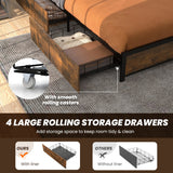 NNECW Queen Bed Frame with Smart LED Lights & Storage Headboard