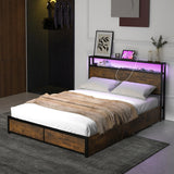 NNECW Queen Bed Frame with Smart LED Lights & Storage Headboard