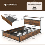 NNECW Queen Bed Frame with Smart LED Lights & Storage Headboard