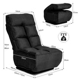 NNECW 6 Adjustable Swivel Folding Floor Lazy Sofa for Relaxing-Black