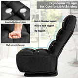 NNECW 6 Adjustable Swivel Folding Floor Lazy Sofa for Relaxing-Black