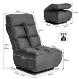 NNECW 6 Adjustable Swivel Folding Floor Lazy Sofa for Relaxing-Grey