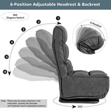 NNECW 6 Adjustable Swivel Folding Floor Lazy Sofa for Relaxing-Grey