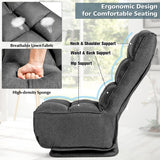 NNECW 6 Adjustable Swivel Folding Floor Lazy Sofa for Relaxing-Grey