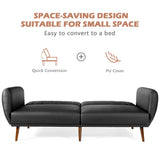 NNECW PU Leather Convertible Sofa Bed with Sponge & Adjustable Backrest