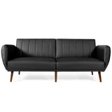 NNECW PU Leather Convertible Sofa Bed with Sponge & Adjustable Backrest
