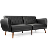 NNECW PU Leather Convertible Sofa Bed with Sponge & Adjustable Backrest