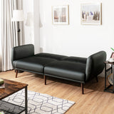 NNECW PU Leather Convertible Sofa Bed with Sponge & Adjustable Backrest