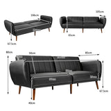 NNECW PU Leather Convertible Sofa Bed with Sponge & Adjustable Backrest