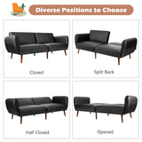 NNECW PU Leather Convertible Sofa Bed with Sponge & Adjustable Backrest