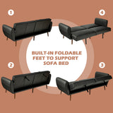 NNECW PU Leather Convertible Sofa Bed with Sponge & Adjustable Backrest