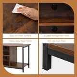 NNECW Retro Entertainment Center with Adjustable Shelf and 2 Cable Management Holes