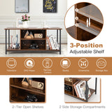 NNECW Retro Entertainment Center with Adjustable Shelf and 2 Cable Management Holes