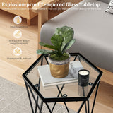 NNECW Compact Coffee Table with Tempered Glass Top for Living Room/Bedroom