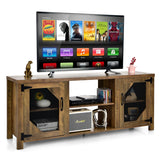 NNECW TV Stand with 2 Metal Mesh Doors for Living Room
