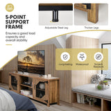 NNECW TV Stand with 2 Metal Mesh Doors for Living Room