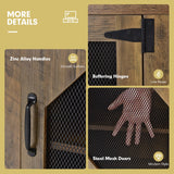 NNECW TV Stand with 2 Metal Mesh Doors for Living Room