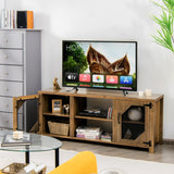 NNECW TV Stand with 2 Metal Mesh Doors for Living Room