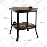 NNECW 2-Tier Metal Sofa Table with Storage Shelf
