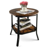 NNECW 2-Tier Metal Sofa Table with Storage Shelf