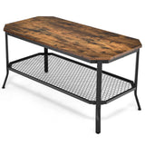 NNECW Industrial Coffee Table with Storage Shelf for Living Room
