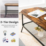 NNECW Industrial Coffee Table with Storage Shelf for Living Room