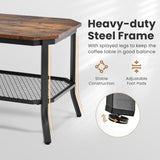 NNECW Industrial Coffee Table with Storage Shelf for Living Room