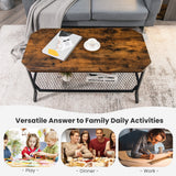 NNECW Industrial Coffee Table with Storage Shelf for Living Room