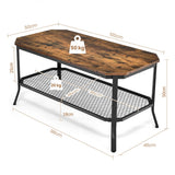 NNECW Industrial Coffee Table with Storage Shelf for Living Room