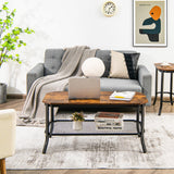 NNECW Industrial Coffee Table with Storage Shelf for Living Room