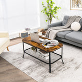 NNECW Industrial Coffee Table with Storage Shelf for Living Room