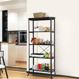 NNECW 5-tier Bookshelf with Steel Frame for Living Room