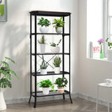 NNECW 5-tier Bookshelf with Steel Frame for Living Room