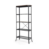 NNECW 5-tier Bookshelf with Steel Frame for Living Room