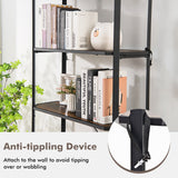 NNECW 5-tier Bookshelf with Steel Frame for Living Room
